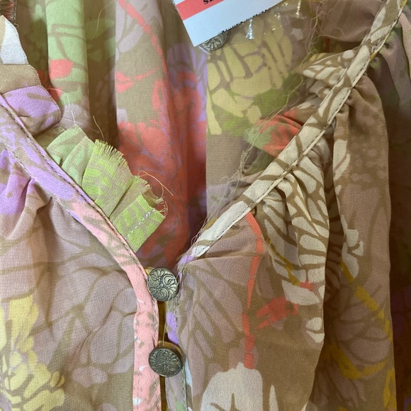 Vintage America Jeans Blouse Beige&Pastel Flowers Size XS NWT - Picture 5 of 10